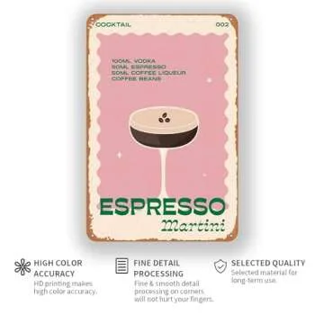 Retro Cocktail Espresso Martini Metal Sign for Home Decor