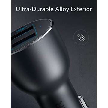 Anker Car Phone Charger Adapter, 36W Metal Dual USB , PowerDrive III 2-Port 36W Alloy for iPhone 14 13 12 11 Pro Max mini X XR XS, iPad Pro mini, Galaxy S20/ S20+/ S10/ S10e/ S10+ and More