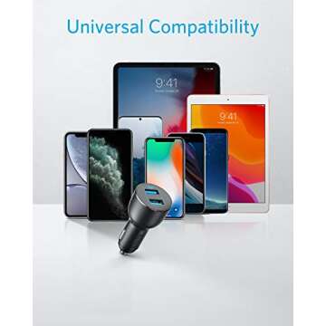 Anker Car Phone Charger Adapter, 36W Metal Dual USB , PowerDrive III 2-Port 36W Alloy for iPhone 14 13 12 11 Pro Max mini X XR XS, iPad Pro mini, Galaxy S20/ S20+/ S10/ S10e/ S10+ and More