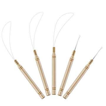 10 Pack Wooden Hair Extension Loop Needle Threader Pulling Hook Tool and Bead Device Tool for Hair or Feather Extensions (Loop Tools and Hooks)