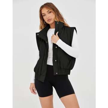 Lviefent Women's Puffer Vest - Cropped Lightweight Quilted Comfort with Pockets