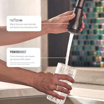 Moen Arbor Oil Rubbed Bronze Smart Faucet Touchless Pull Down Sprayer Kitchen Faucet with Voice Control and Power Boost, 7594EVORB