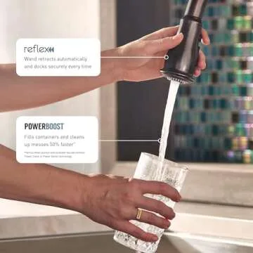 Moen Arbor Oil Rubbed Bronze Smart Faucet Touchless Pull Down Sprayer Kitchen Faucet with Voice Control and Power Boost, 7594EVORB