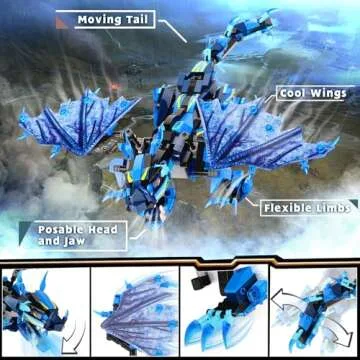 OASO Dragon Building Kit with Remote Control STEM Gifts for Boys Kids Ages 8-12, Coding Buildable Te...