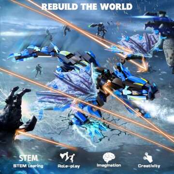 OASO Dragon Building Kit with Remote Control STEM Gifts for Boys Kids Ages 8-12, Coding Buildable Technic Toys for Birthday with 549 Pieces