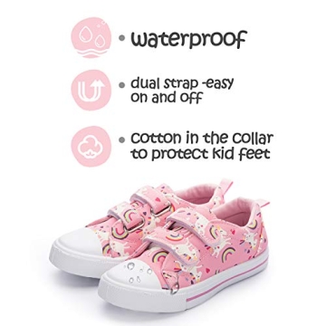 K KomForme Toddler Boys & Girls Shoes Kids Canvas Sneakers with Cartoon Dual Hook and Loops