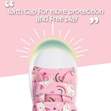 K KomForme Toddler Boys & Girls Shoes Kids Canvas Sneakers with Cartoon Dual Hook and Loops