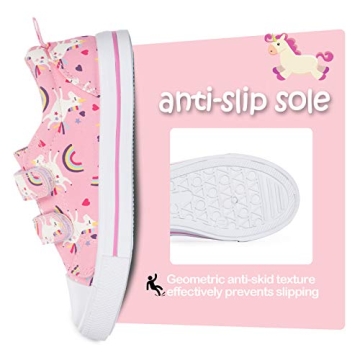 K KomForme Toddler Boys & Girls Shoes Kids Canvas Sneakers with Cartoon Dual Hook and Loops