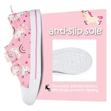 K KomForme Toddler Boys & Girls Shoes Kids Canvas Sneakers with Cartoon Dual Hook and Loops