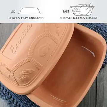 Eurita Clay Roaster, Non-Stick Dutch Oven, Healthy Clay Pot Cooking, Clay Baker,With Free Recipe Guide, 4 Quarts