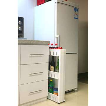 Home-Man Laundry Room Organizer, Mobile Shelving Unit Organizer with 5 Large Storage Baskets, Gap St...