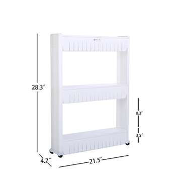 Home-Man Laundry Room Organizer, Mobile Shelving Unit Organizer with 5 Large Storage Baskets, Gap Storage Slim Slide Out Pantry Storage Rack for Narrow Spaces