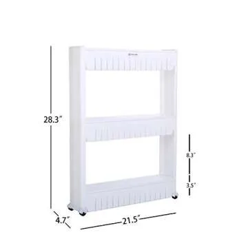 Home-Man Laundry Room Organizer, Mobile Shelving Unit Organizer with 5 Large Storage Baskets, Gap Storage Slim Slide Out Pantry Storage Rack for Narrow Spaces