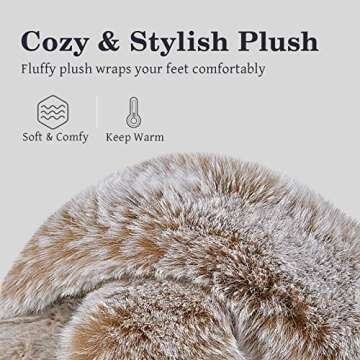 Cozyfurry Womens Cross Band Slippers Cozy Furry Fuzzy House Slippers Open Toe Fluffy Indoor Shoes Outdoor Slip on Warm Breathable Anti-skid Sole Tip Camel 9-10 L