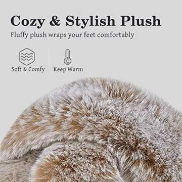 Cozyfurry Womens Cross Band Slippers Cozy Furry Fuzzy House Slippers Open Toe Fluffy Indoor Shoes Outdoor Slip on Warm Breathable Anti-skid Sole Tip Camel 9-10 L