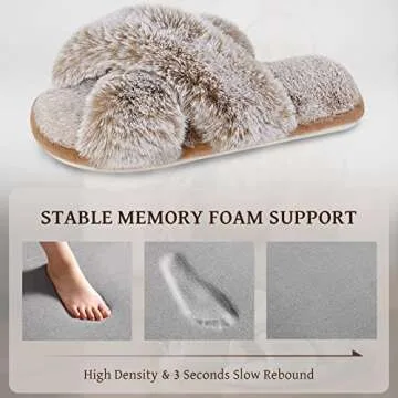 Cozyfurry Womens Cross Band Slippers Cozy Furry Fuzzy House Slippers Open Toe Fluffy Indoor Shoes Outdoor Slip on Warm Breathable Anti-skid Sole Tip Camel 9-10 L