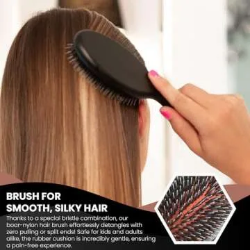 Made In Germany - SHASH + KELLER BÜERSTENFABRIK Nylon Boar Bristle Brush Suitable For Normal to Thick Hair Gently Detangles, No Pulling or Split Ends - Softens Hair Texture, Stimulates (Medium)