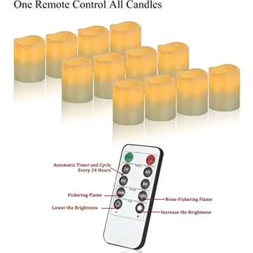 antizer Flameless Candles Battery Operated Candles Set of 12 Ivory Real Wax Pillars Flickering Candles Ivory LED Flameless Candles with Remote and Timer Control (D: 3" x H: 4")