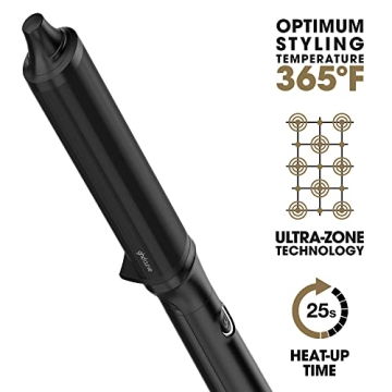 ghd Classic Wave Hair Curling Wand ― 1" - 1.5" Oval Ceramic-Coated Barrel with Safer-for-Hair Styling Tool Temperature, Achieve Beach Body Hollywood Waves to Undone Texture with All Day Hold ― Black