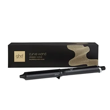 ghd Classic Wave Hair Curling Wand ― 1" - 1.5" Oval Ceramic-Coated Barrel with Safer-for-Hair Styling Tool Temperature, Achieve Beach Body Hollywood Waves to Undone Texture with All Day Hold ― Black