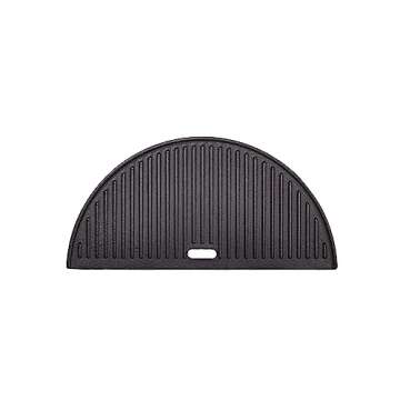 Kamado Joe Half-Moon Cast Iron Reversible Flat-Top Griddle with Smooth and Ribbed Surface for Classi...