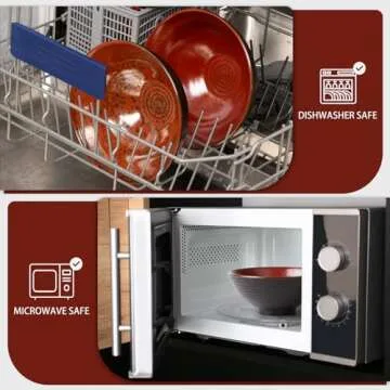 NUTRIUPS 8 Inch Ceramic Ramen Bowl Set of 2 Pho Bowls 40oz Japanese Noodle Udon Soup Bowls with Spoons and Chopsticks (Agate Red)