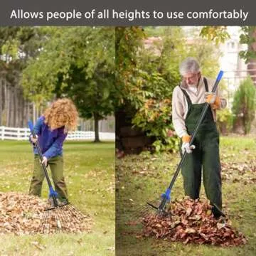 Metal Rake for Leaves Heavy Duty, Adjustable Garden Leaf Rake with Expandable Head 8-17", Shrub Pine Needle Kids Hand Yard Rake Garden Tool 30-70"