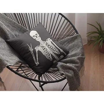 Yaateeh Black Skull Skeleton 18x18 Inch Throw Pillow Covers