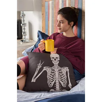 Yaateeh Black Skull Skeleton 18x18 Inch Throw Pillow Covers