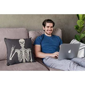 Yaateeh Black Skull Skeleton 18x18 Inch Throw Pillow Covers