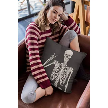 Yaateeh Black Skull Skeleton 18x18 Inch Throw Pillow Covers