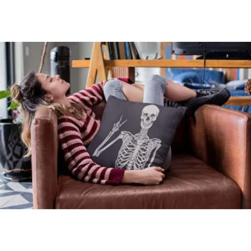 Yaateeh Black Skull Skeleton 18x18 Inch Throw Pillow Covers