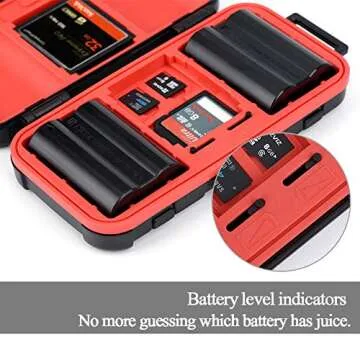 Camera Battery and Memory Card Storage Case, SD CF Memory Cards Holder Case, Waterproof & Shockproof Plastic Tank Organizer for Nikon, Canon Camera Batteries, Good for Outdoor Travel Use