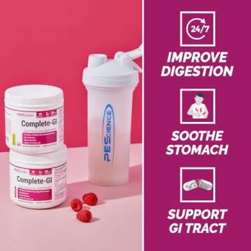 PEScience Complete GI, Raspberry, Probiotic with Zinc Carnosine, Digestive Enzyme, & Prebiotic Fiber...