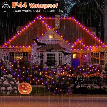 Ollny Halloween Lights Outdoor, 60 FT 180 LED Orange and Purple Halloween Decorations Lights, Waterproof String Fairy Lights Plug in, 8 Modes and Timer Lights for Party, Yard, Door, Christmas Decor