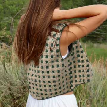 SeeLuNa Women's Checkered Sherpa Vest - Stylish Winter Gilet