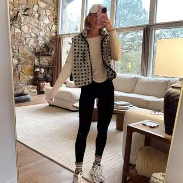 SeeLuNa Women's Checkered Sherpa Vest - Stylish Winter Gilet