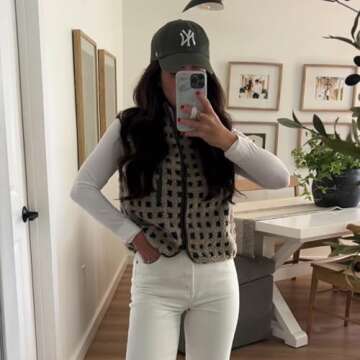 SeeLuNa Women's Checkered Sherpa Vest - Stylish Winter Gilet