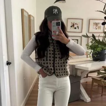 SeeLuNa Women's Checkered Sherpa Vest - Stylish Winter Gilet