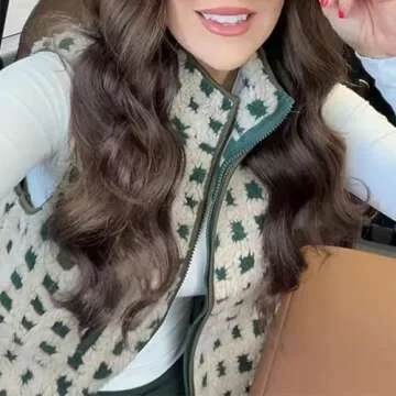 SeeLuNa Women's Checkered Sherpa Vest - Stylish Winter Gilet