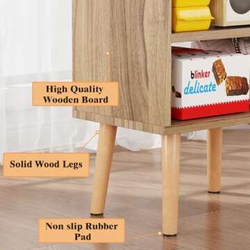 LUCKNOCK Night Stand, Modern Bedside Tables, Mid Century Nightstands with Open Storage Shelf, Wood Bedside Table, Small Night Stands for Bedroom, 3-Tier Night Table, Walnut.