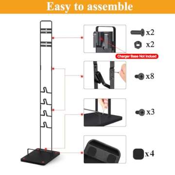 Haturi Vacuum Stand, Vacuum Accessories Stable Metal Storage Bracket Holder for Dyson Handheld V15 V11 V10 V8 V7 V6 Cordless Vacuum Cleaners, Black DC30 DC31 DC34 DC35 DC58 DC59 DC62 DC74