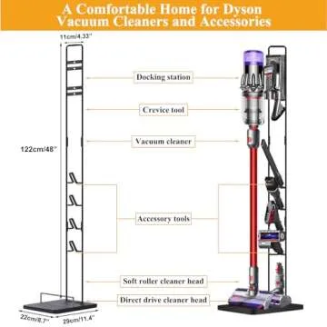 Haturi Vacuum Stand, Vacuum Accessories Stable Metal Storage Bracket Holder for Dyson Handheld V15 V11 V10 V8 V7 V6 Cordless Vacuum Cleaners, Black DC30 DC31 DC34 DC35 DC58 DC59 DC62 DC74
