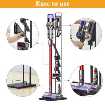 Haturi Vacuum Stand, Vacuum Accessories Stable Metal Storage Bracket Holder for Dyson Handheld V15 V11 V10 V8 V7 V6 Cordless Vacuum Cleaners, Black DC30 DC31 DC34 DC35 DC58 DC59 DC62 DC74