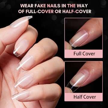 Makartt Short Coffin Clear Nail Tips, 500pcs Press on Full Cover Fake Ballerina Nails Tip Extension 10 Sizes Long Lasting Soak Off False Acrylic Kit for Home & Salon Use