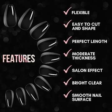 Makartt Short Coffin Clear Nail Tips, 500pcs Press on Full Cover Fake Ballerina Nails Tip Extension 10 Sizes Long Lasting Soak Off False Acrylic Kit for Home & Salon Use