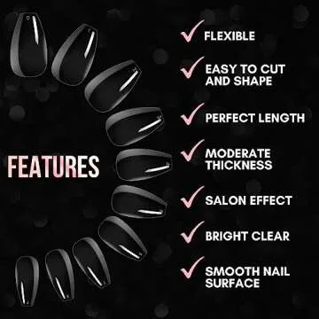 Makartt Short Coffin Clear Nail Tips, 500pcs Press on Full Cover Fake Ballerina Nails Tip Extension 10 Sizes Long Lasting Soak Off False Acrylic Kit for Home & Salon Use