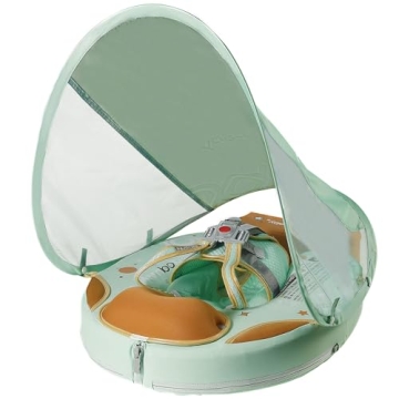 Mambobaby Float with Canopy Skin-Friendly Baby Swim Float with Tail Waterproof Non-Inflatable Mambo ...