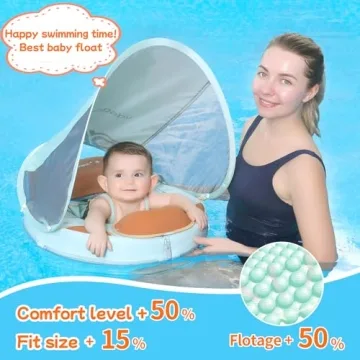 MamboBaby Float Non-Inflatable Baby Swim Float with Canopy