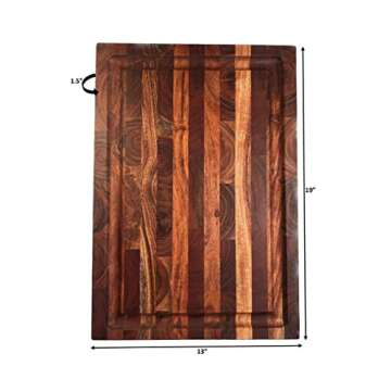 Mountain Woods EGA19 Acacia Hardwood End Grain Cutting Board with Juice Groove, 19”X13”x1.5”